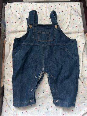 Denim Baby Overalls with bear stitching 🧵